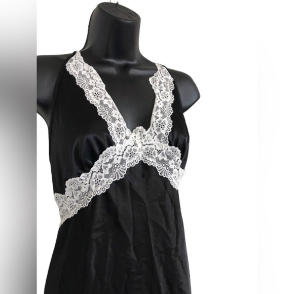 Sincerely Jules white lace open back satin effect black maxi slip dress size XL - Picture 4 of 15